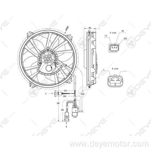 1253.N8 Cooling fan with radiator for Peugeot 407